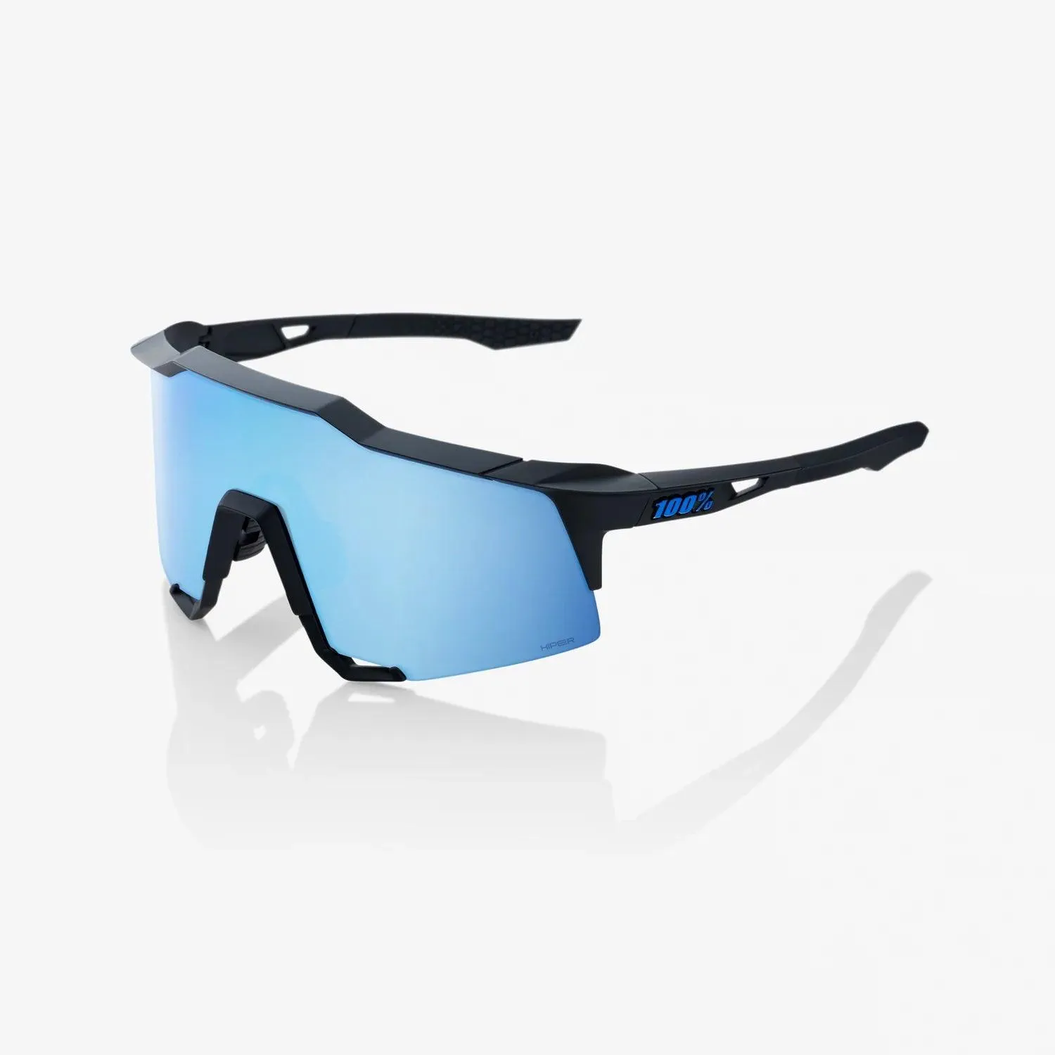 100 Percent Sunglasses - SPEEDCRAFT - Matte Black - HiPER Blue Multilayer Mirror Lens