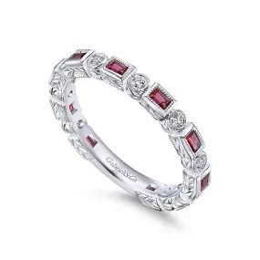 14K W Gold 0.50cttw Ruby 0.14cttw Diamond Band