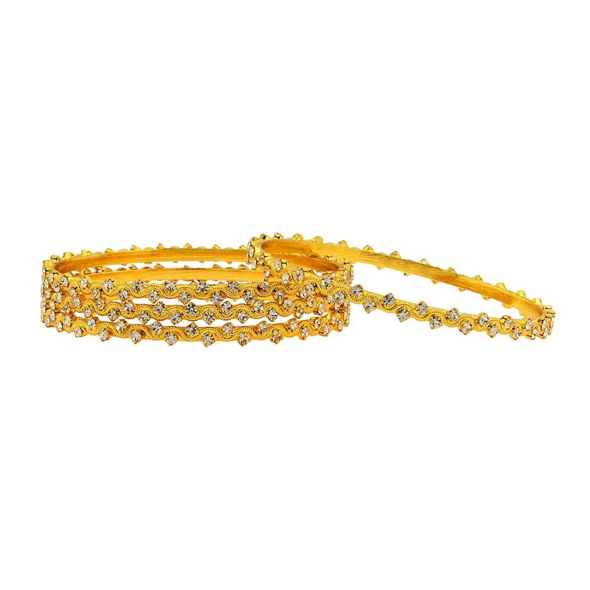 22K Gold Plated Classic American Diamond Cz Bangle Set Of 4