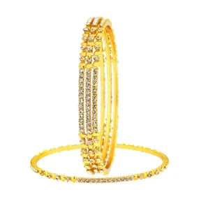 22K Gold Plated Eternity Star American Diamond Cz Bangle Set Of 4