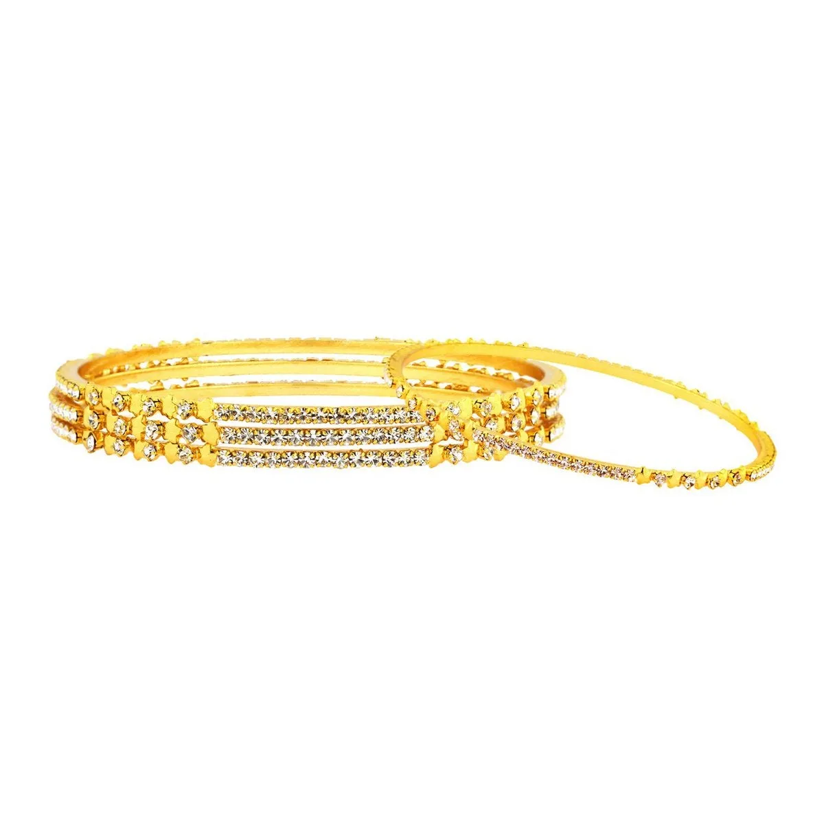 22K Gold Plated Eternity Star American Diamond Cz Bangle Set Of 4