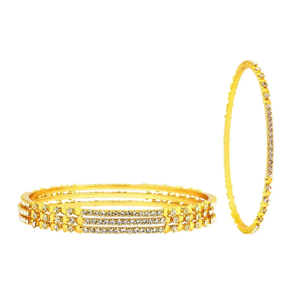 22K Gold Plated Eternity Star American Diamond Cz Bangle Set Of 4