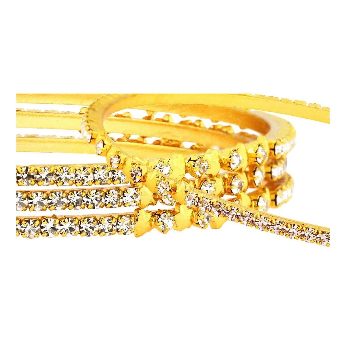 22K Gold Plated Eternity Star American Diamond Cz Bangle Set Of 4