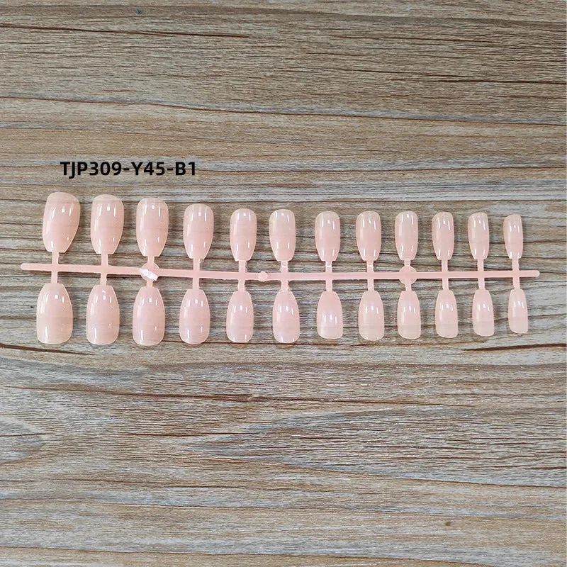 24pcs Sweet Summer Fake Nails Patches Pink Glitter Nude Press on Nails Women Wearable Nail Art Stickers Full Finished False Nail