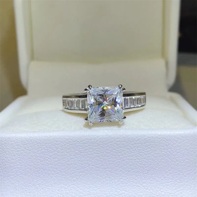 3 Carat Moissanite 925 Sterling Silver Square Shape Ring