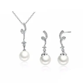 925 Sterling Silver White Pearl Jewelry Set