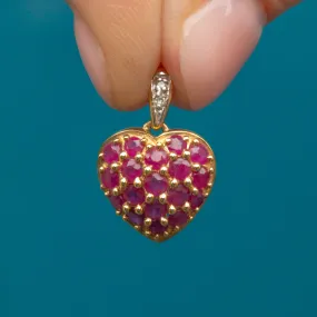 9ct Gold Ruby Diamond Heart Charm