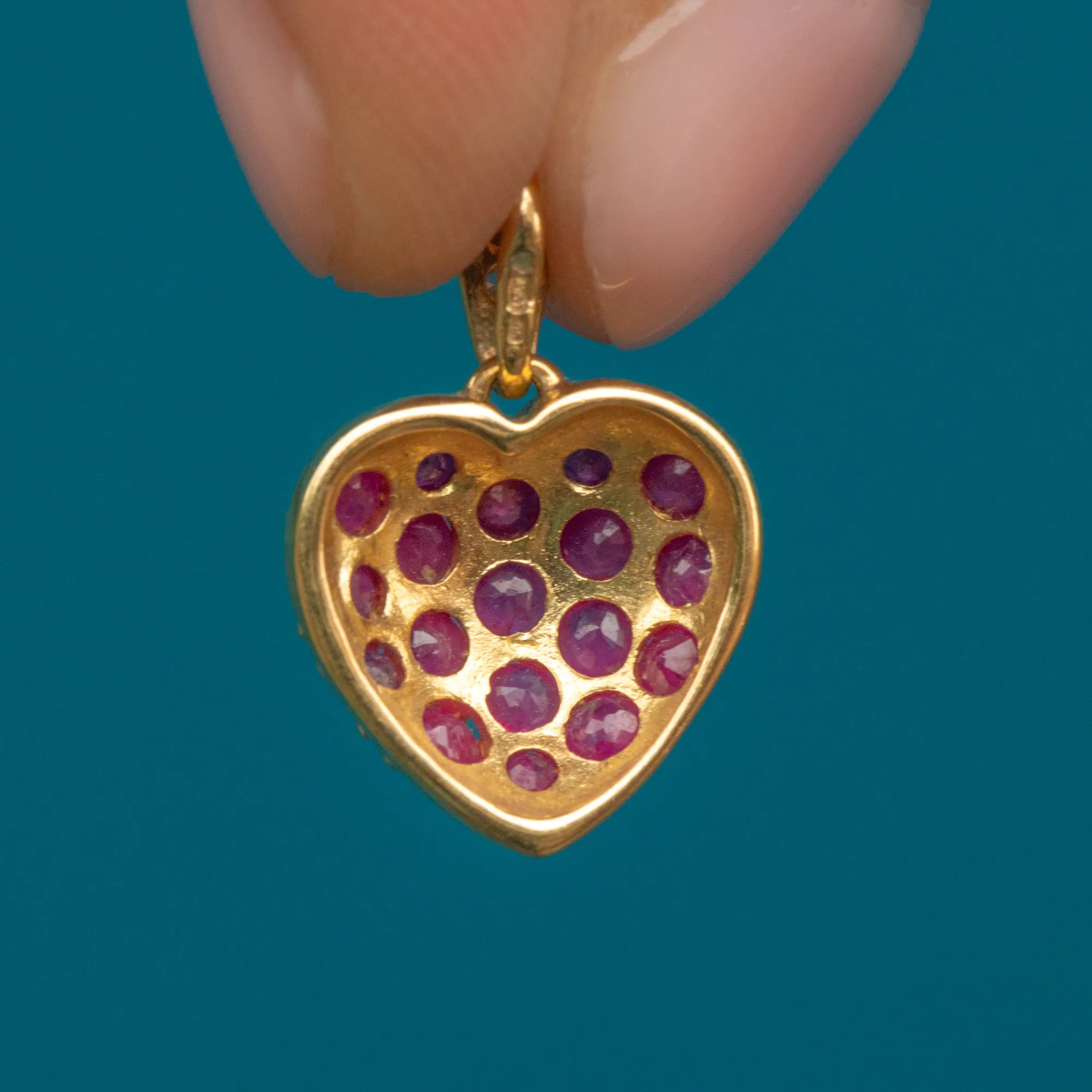 9ct Gold Ruby Diamond Heart Charm