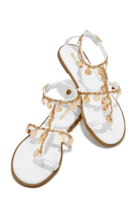 Absolute Paradise Chain Embellished Sandals - White