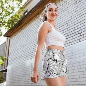 Abstract Lines Floral Pattern Womens Recycled Athletic or Swim Shorts