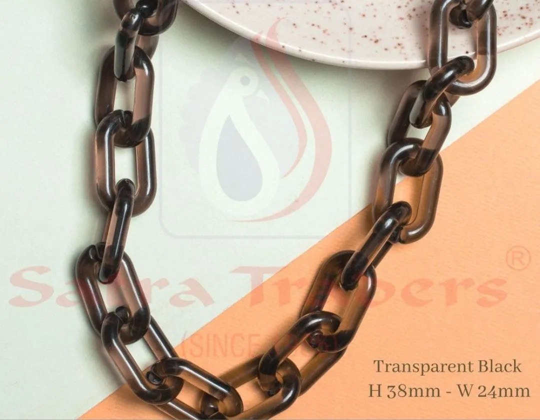 Acrylic Link Chain | Size : H-38mm W-24mm | 1mtr | AC31