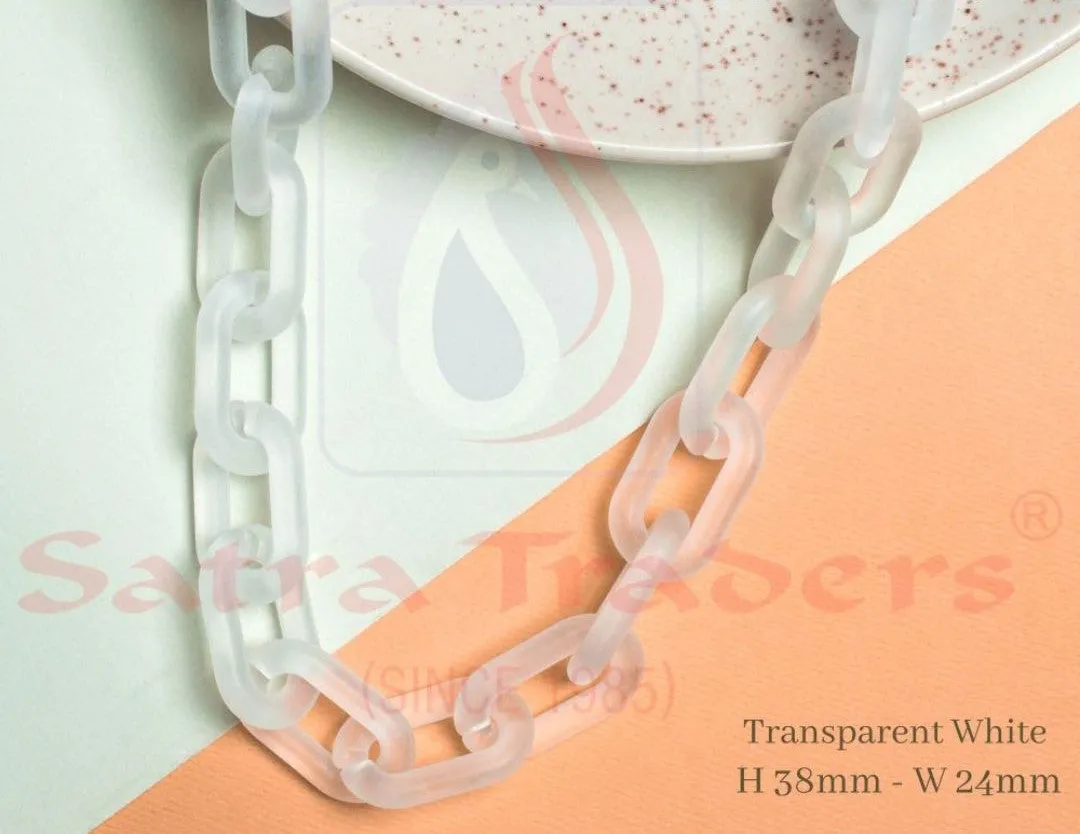 Acrylic Link Chain | Size : H-38mm W-24mm | 1mtr | AC31