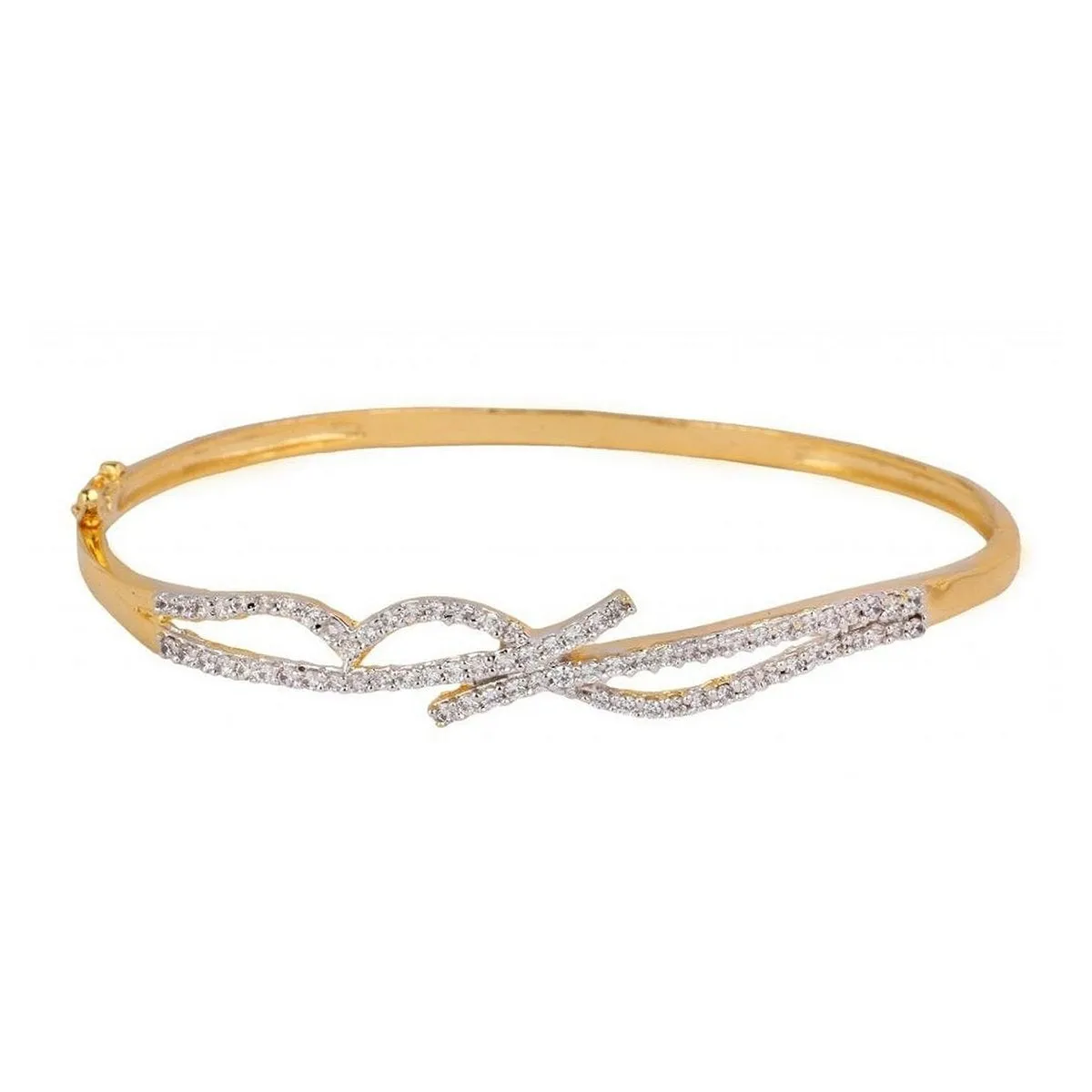 American Diamond Cz Designer Eternity Openable Kada Bangle Bracelet