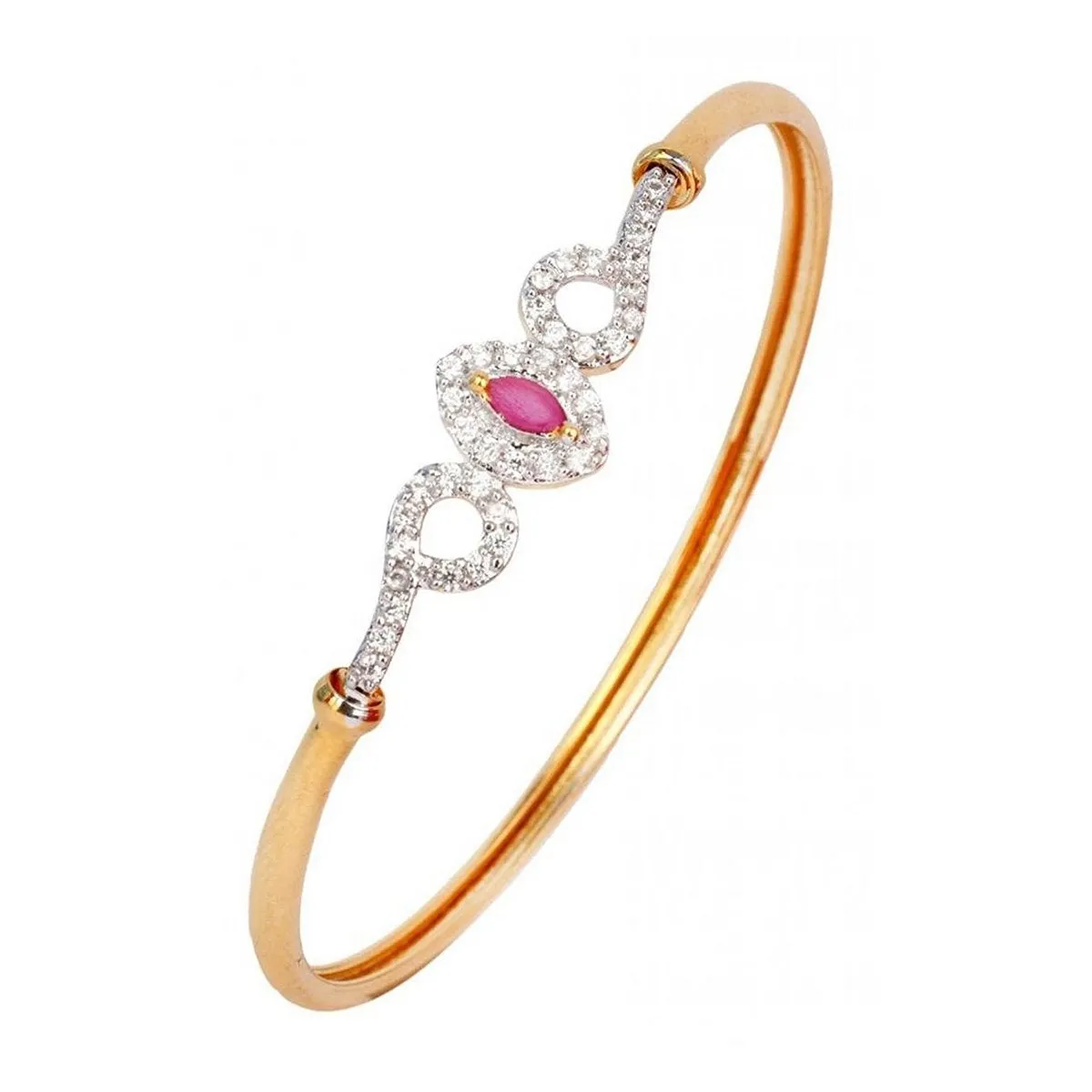 American Diamond Cz Red Marquise Openable Kada Bangle Bracelet Women