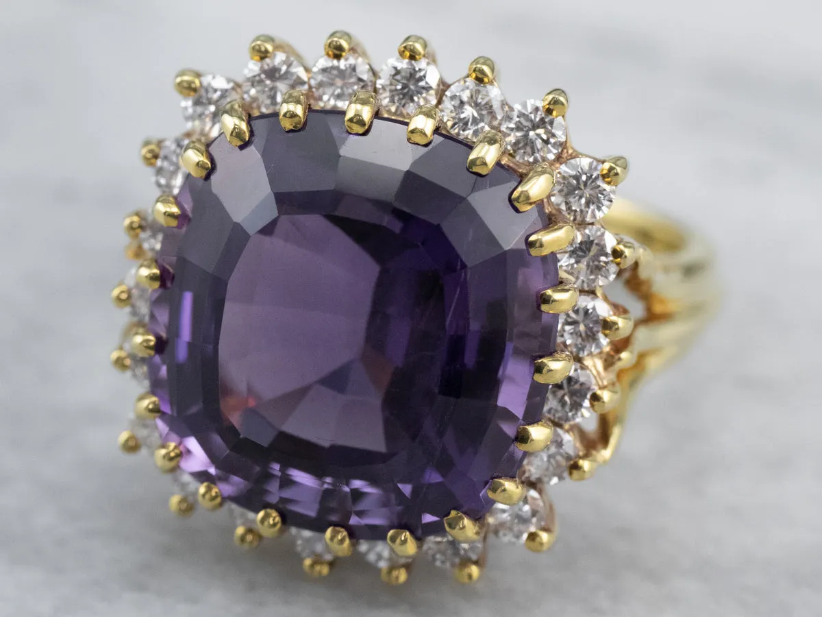 Amethyst and Diamond Cocktail Ring