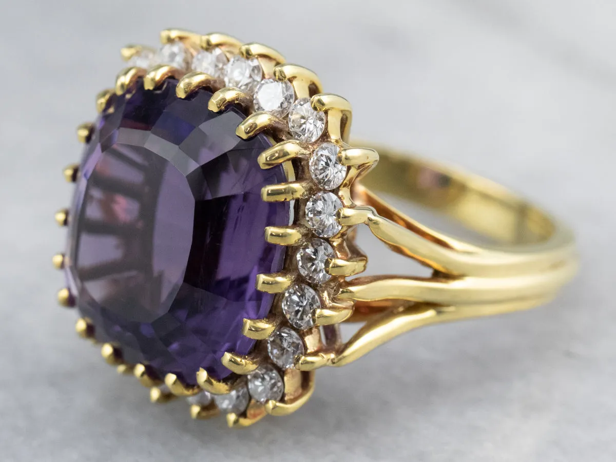 Amethyst and Diamond Cocktail Ring