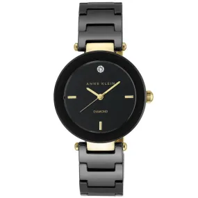 Anne Klein Diamond Black Ceramic Band Women's Watch - AK1018BKBK