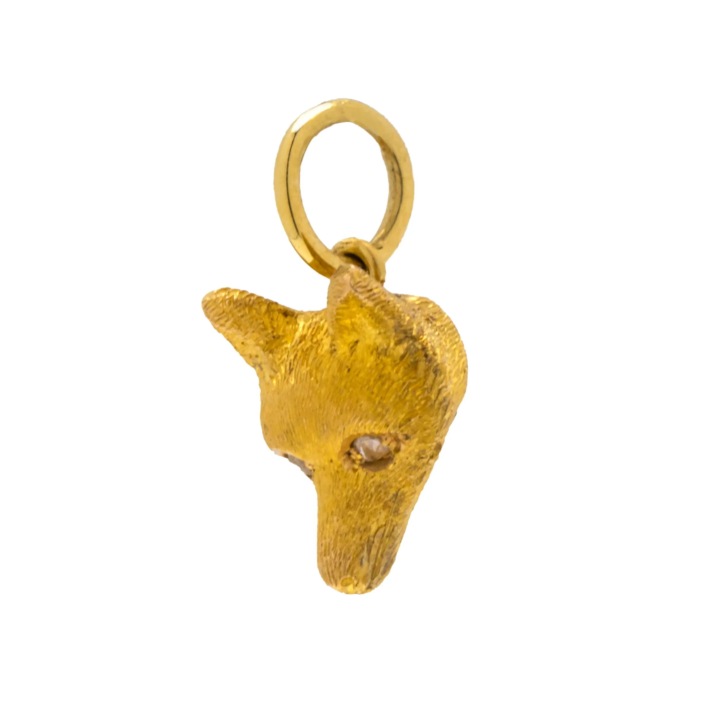 Antique 18ct Gold Fox Charm with Diamond Eyes