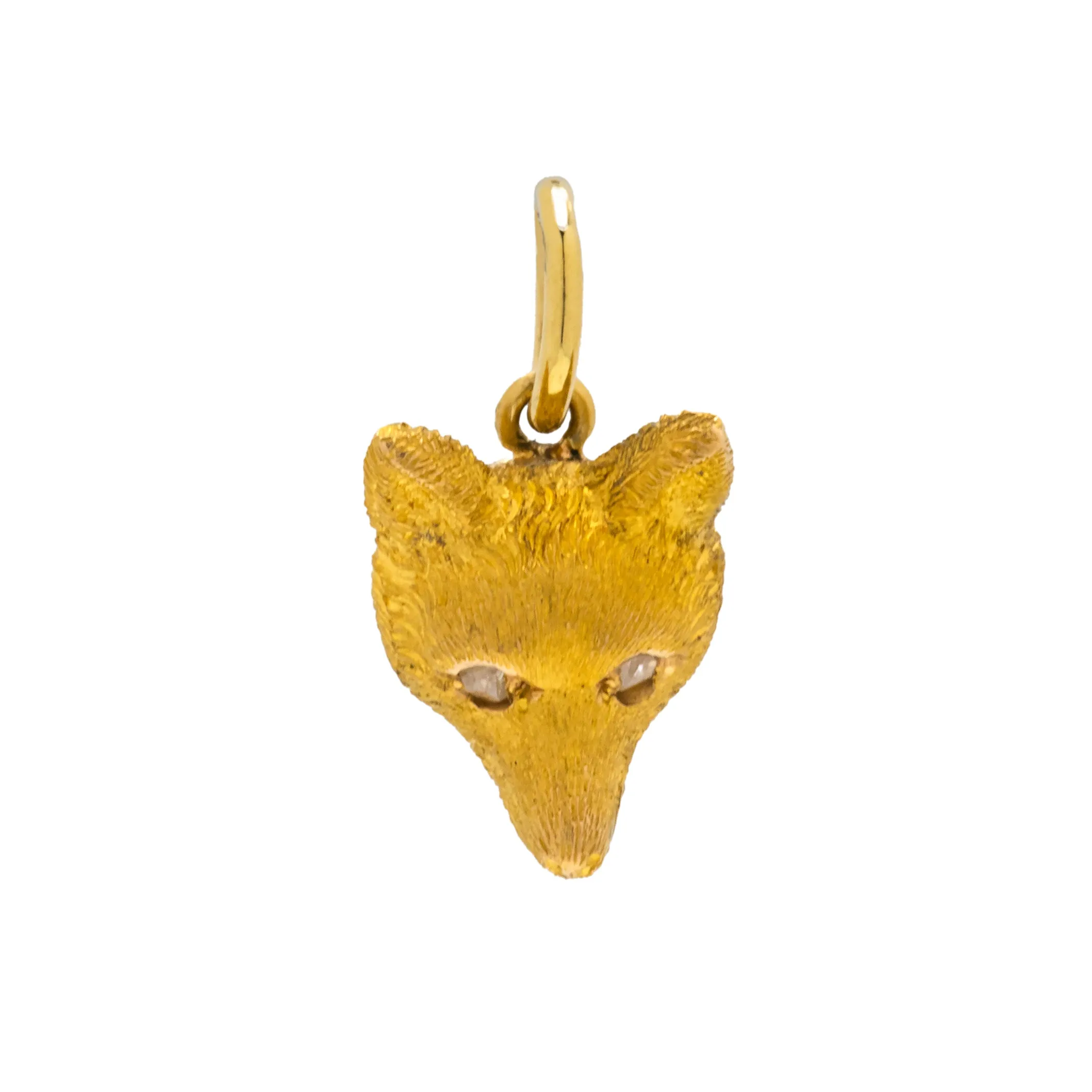 Antique 18ct Gold Fox Charm with Diamond Eyes