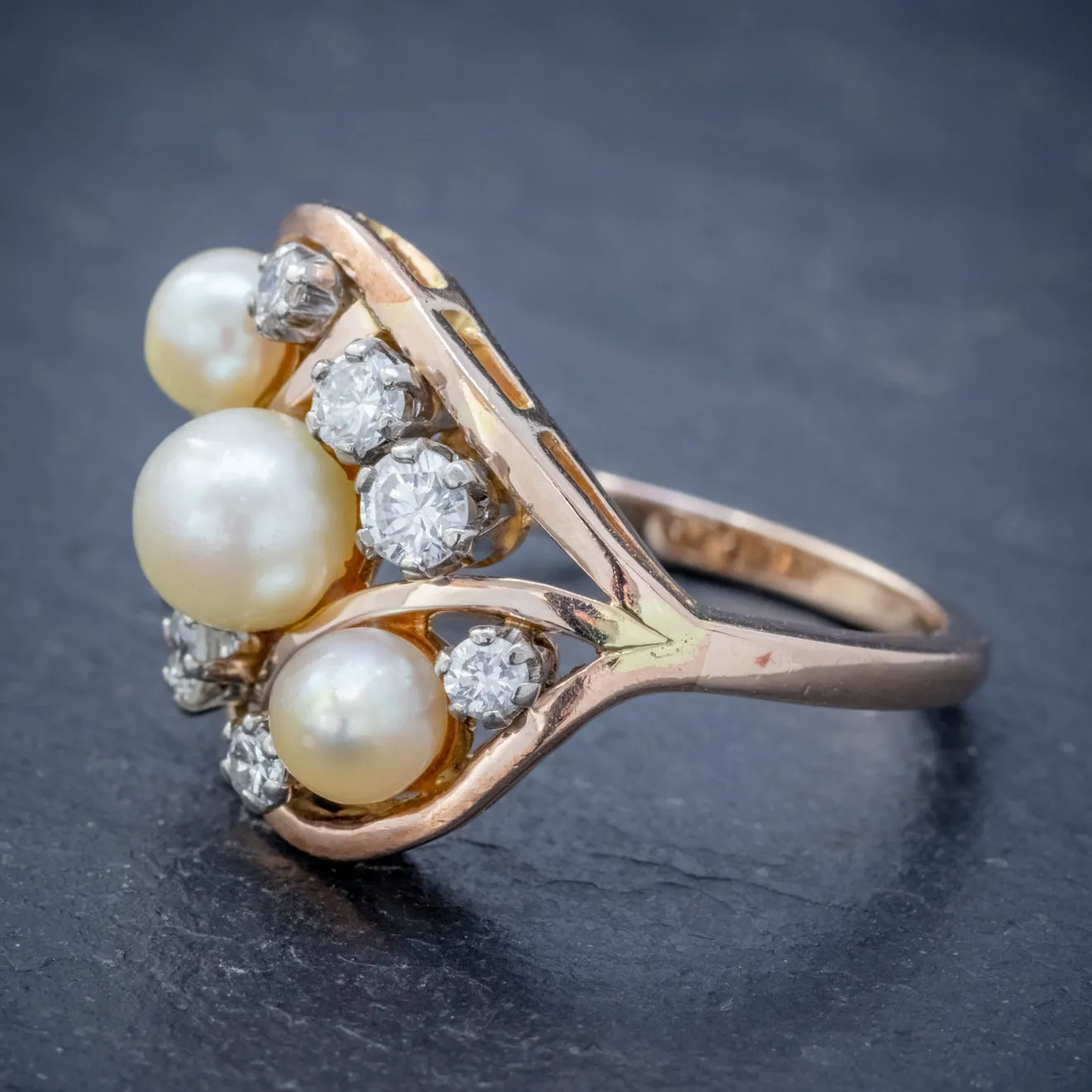 Antique Edwardian Pearl Diamond Cluster Ring 18Ct Gold Circa 1910