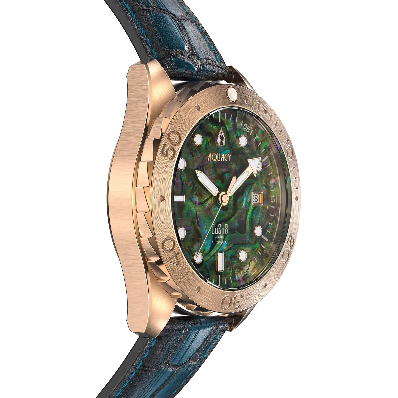 Aquacy Bronze CuSn8 Men's Abalone Watch Automatic with Leather  200M