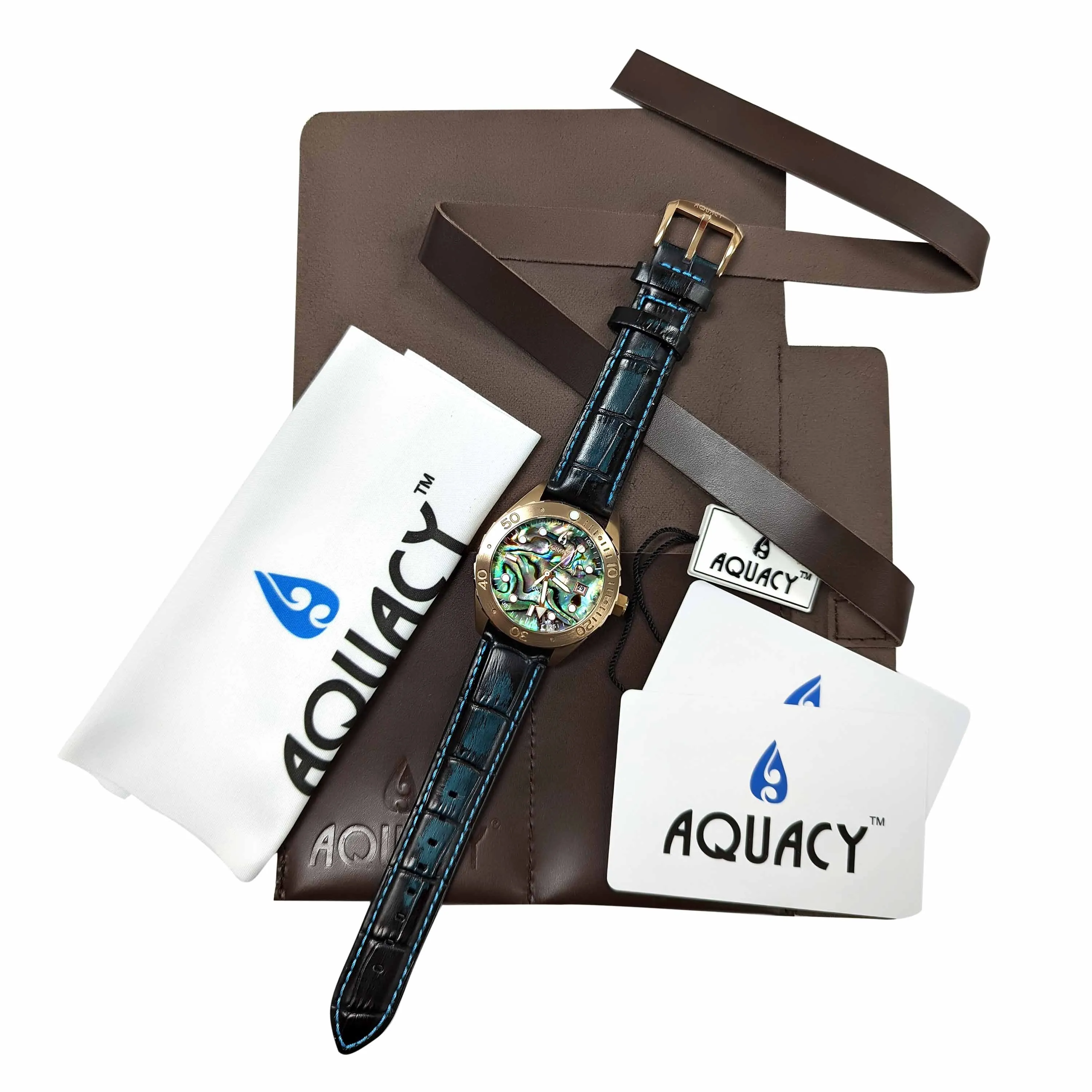 Aquacy Bronze CuSn8 Men's Abalone Watch Automatic with Leather  200M