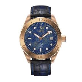 Aquacy Bronze CuSn8 Men's Lapis Lazuli Watch Automatic with Leather  200M