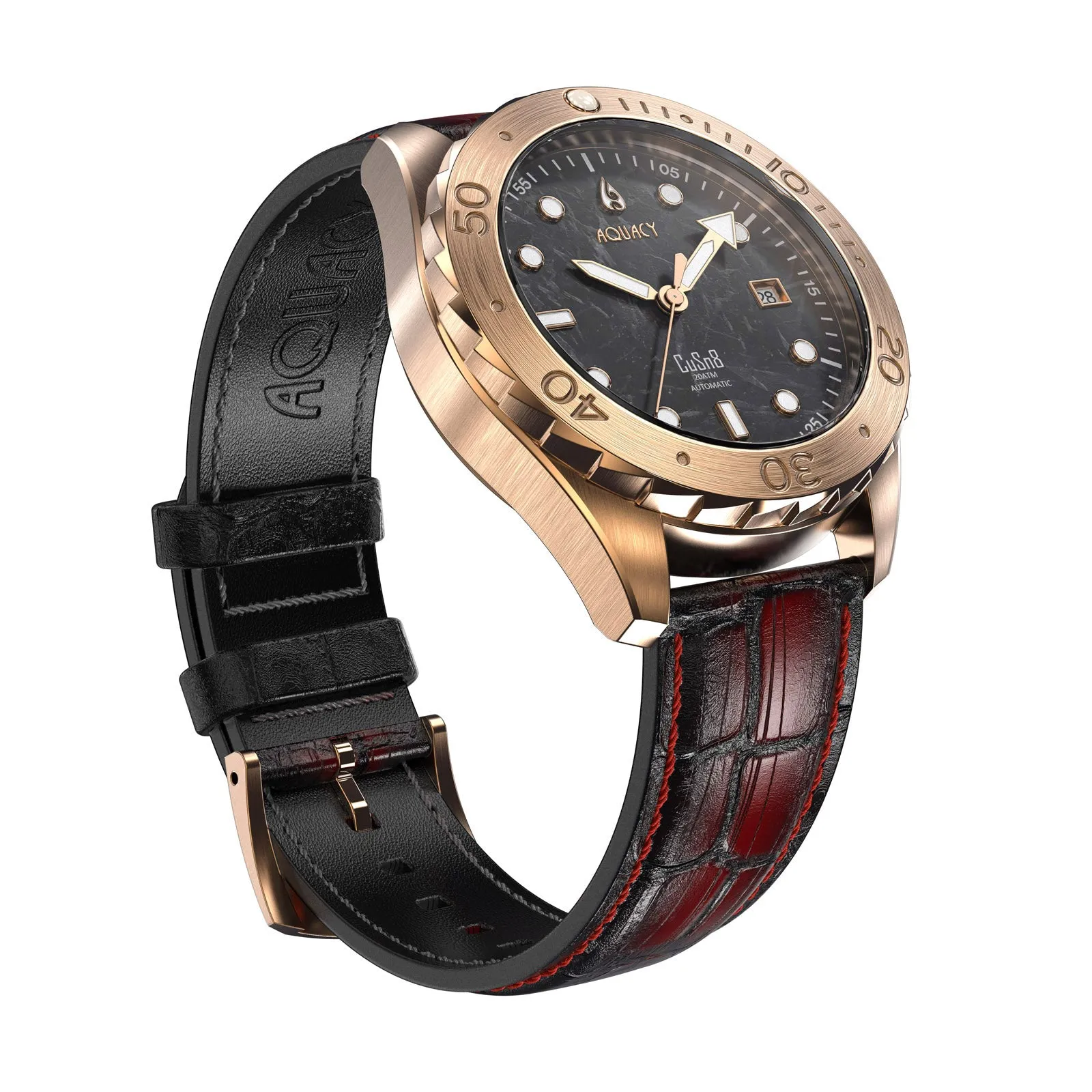 Aquacy Bronze CuSn8 Men's Marble Automatic Watch with Leather  200M