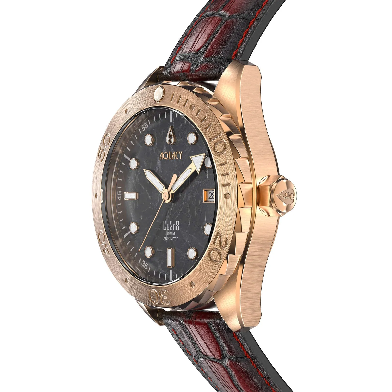 Aquacy Bronze CuSn8 Men's Marble Automatic Watch with Leather  200M