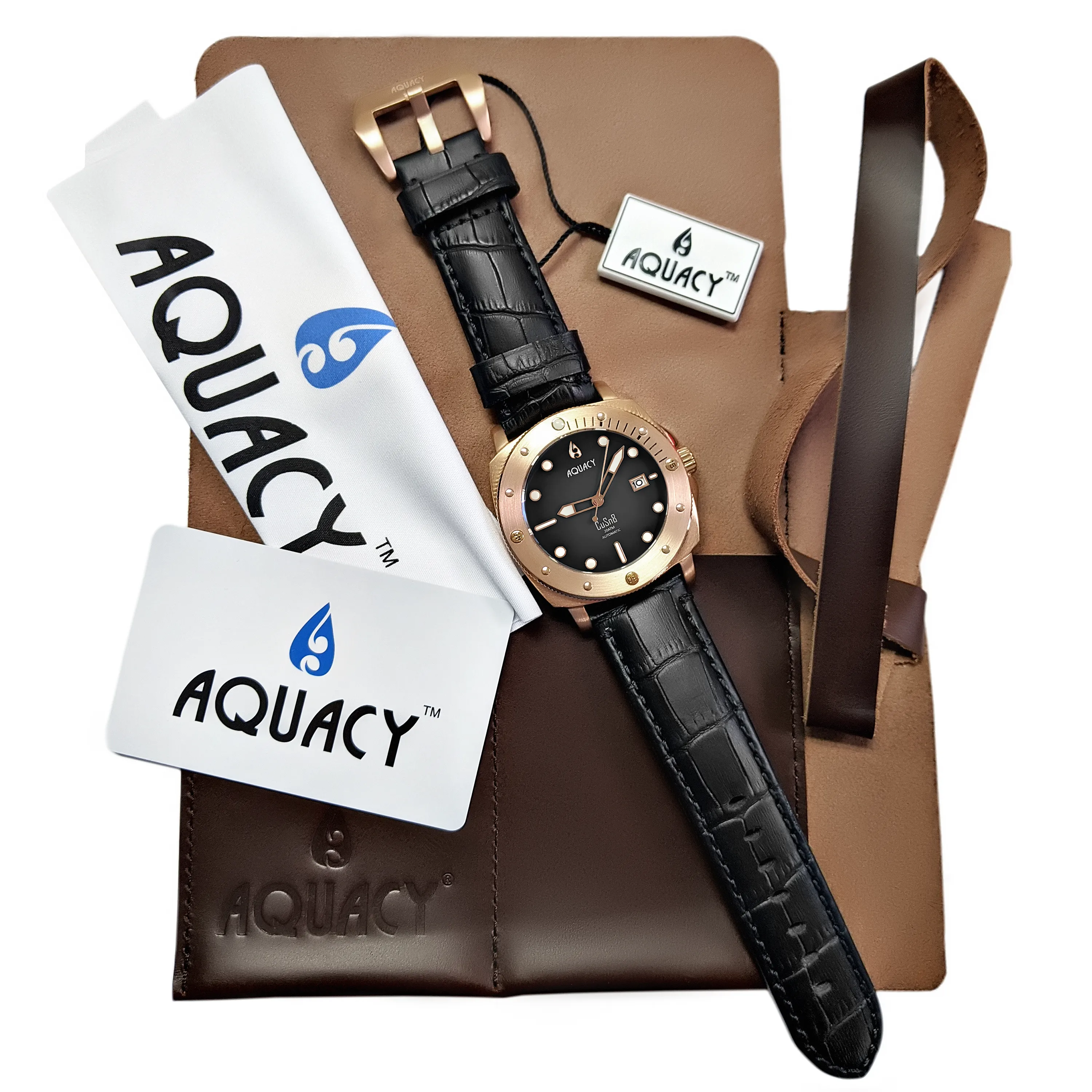 Aquacy Bronze CuSn8 Series Automatic Men's 200m Watch 44mm Black/Gray Dial