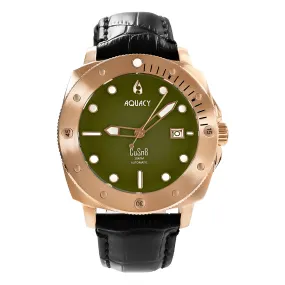 Aquacy Bronze CuSn8 Series Automatic Men's 200m Watch 44mm Olive Drab Green Dial