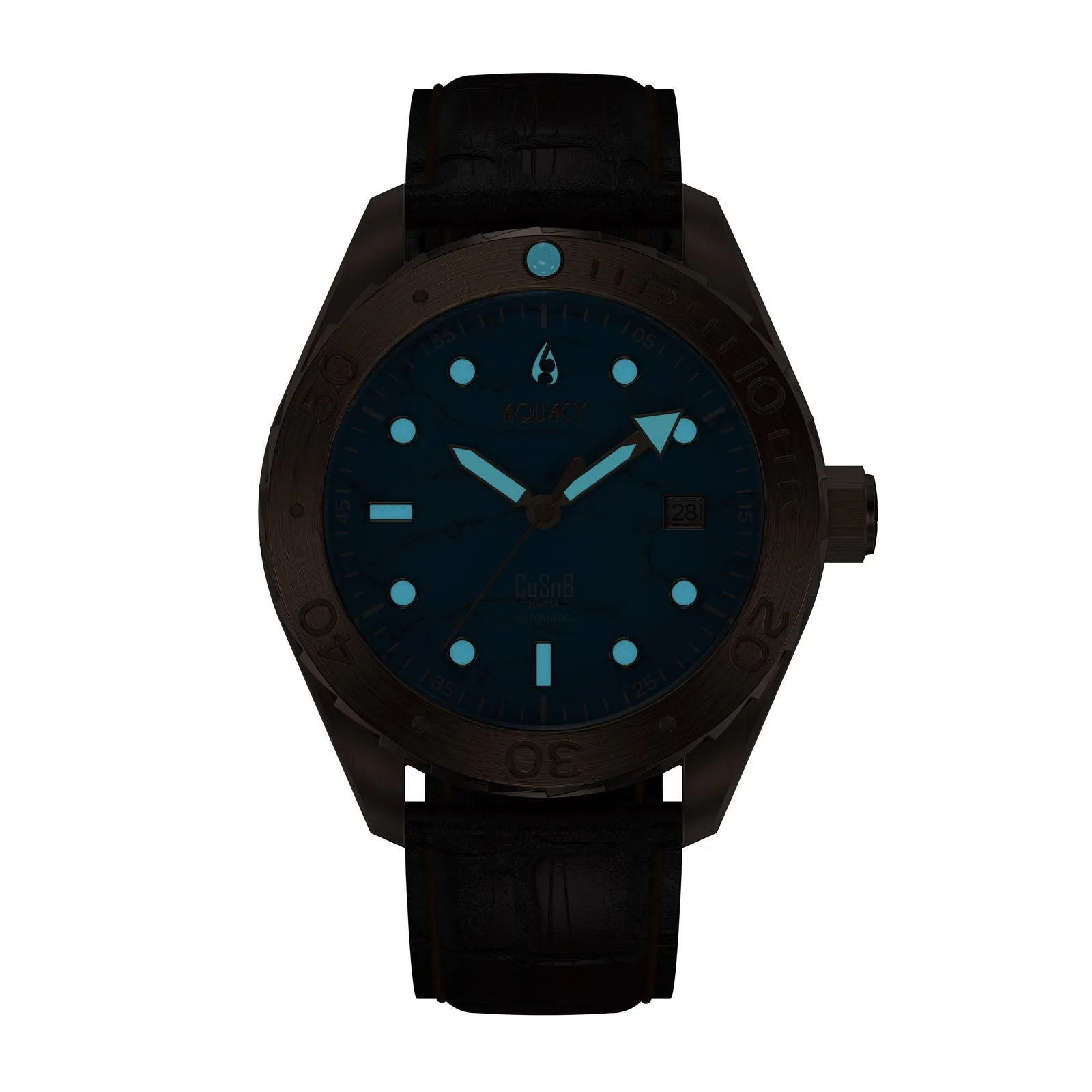 Aquacy Bronze CuSn8 Turquoise Men's  Watch Automatic with Leather  200M