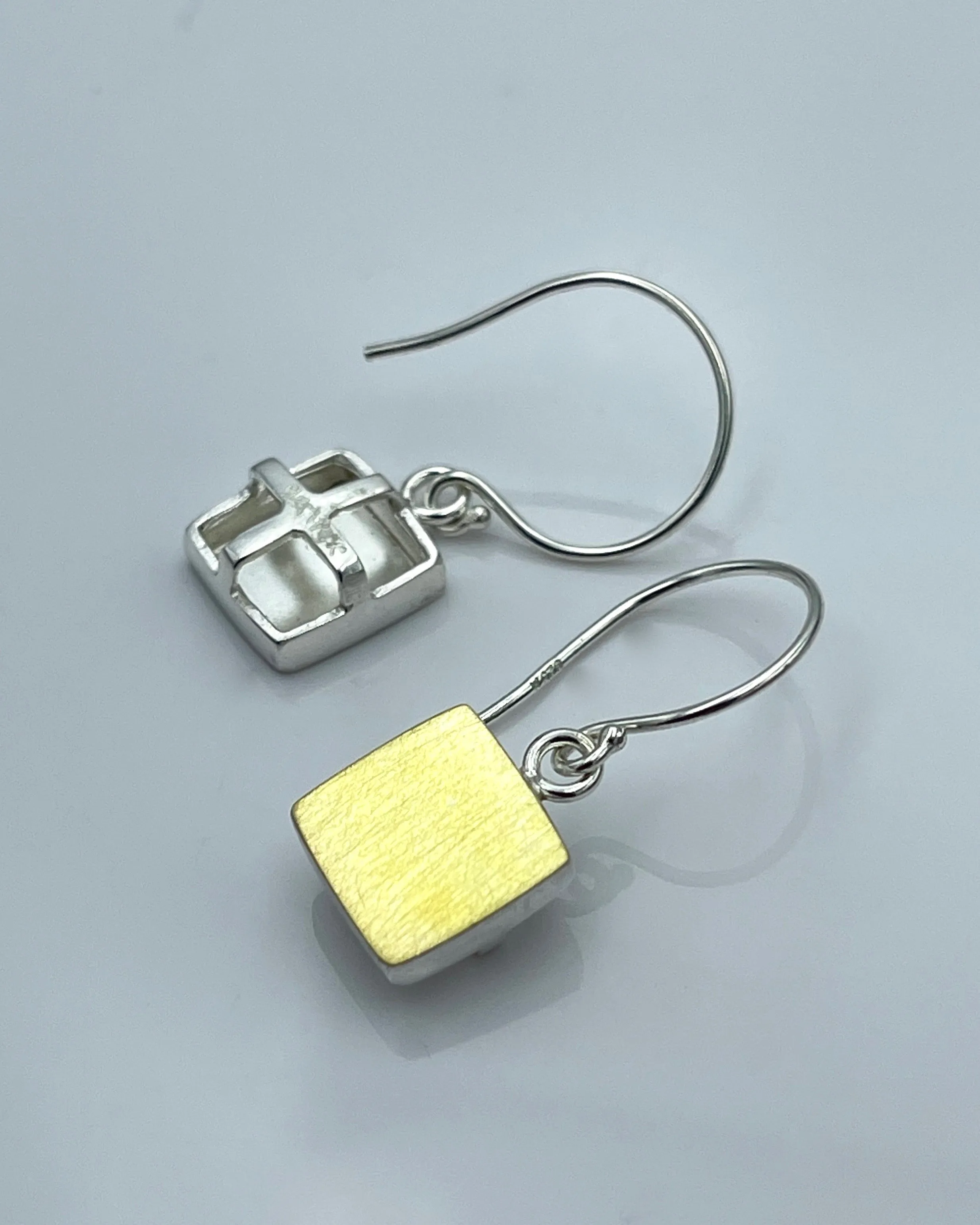 Ashka Dymel Bimetal Square Earrings