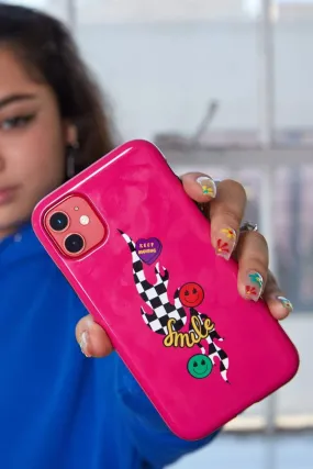 Avani Checkers and Smiles Pink Phone Case