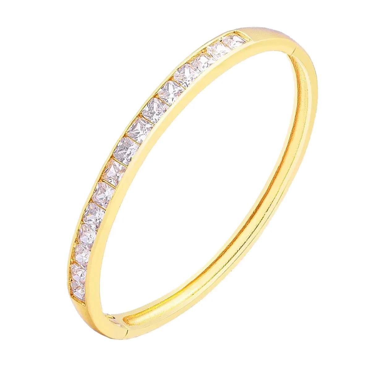 Baguettes American Diamonds Crystal Gold Copper Cuff Kada Bangle For Women