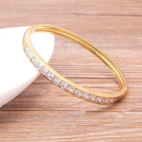 Baguettes American Diamonds Crystal Gold Copper Cuff Kada Bangle For Women