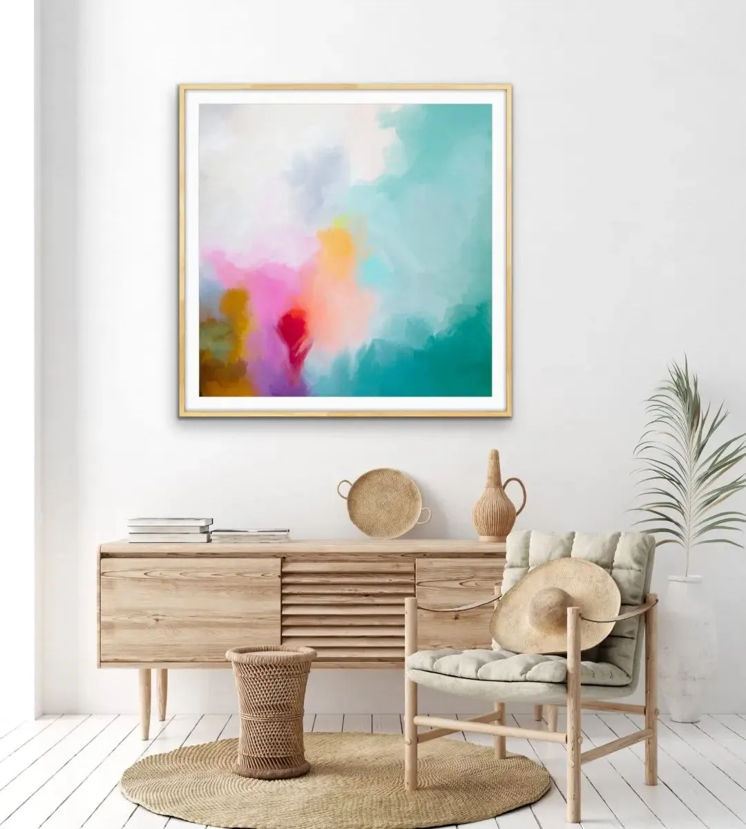 Beacon - Original Pink and Blue Abstract Canvas Wall Art Print