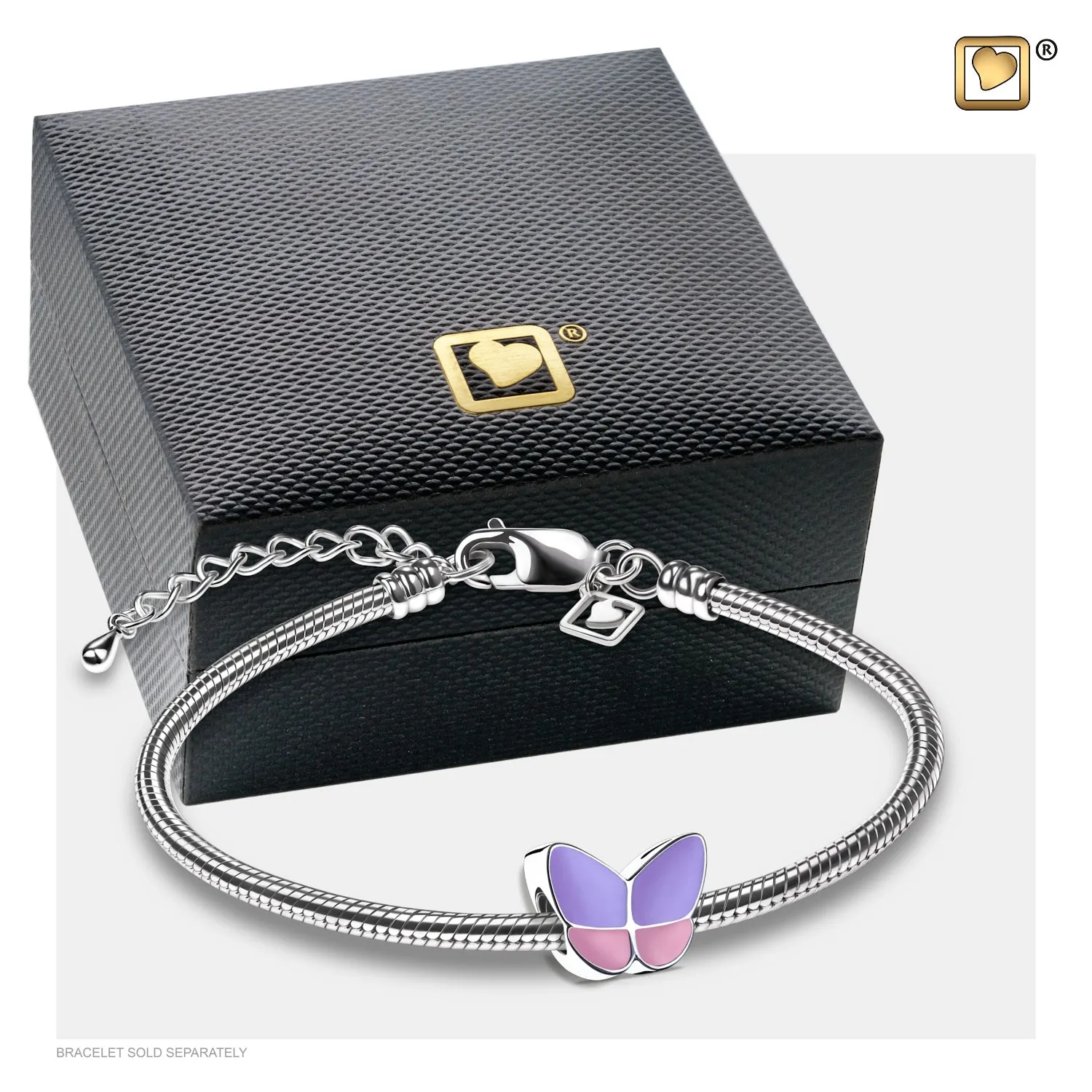 Bead: Wings Of Hope Lavender - Enamel Rhodium Plated - BD2090