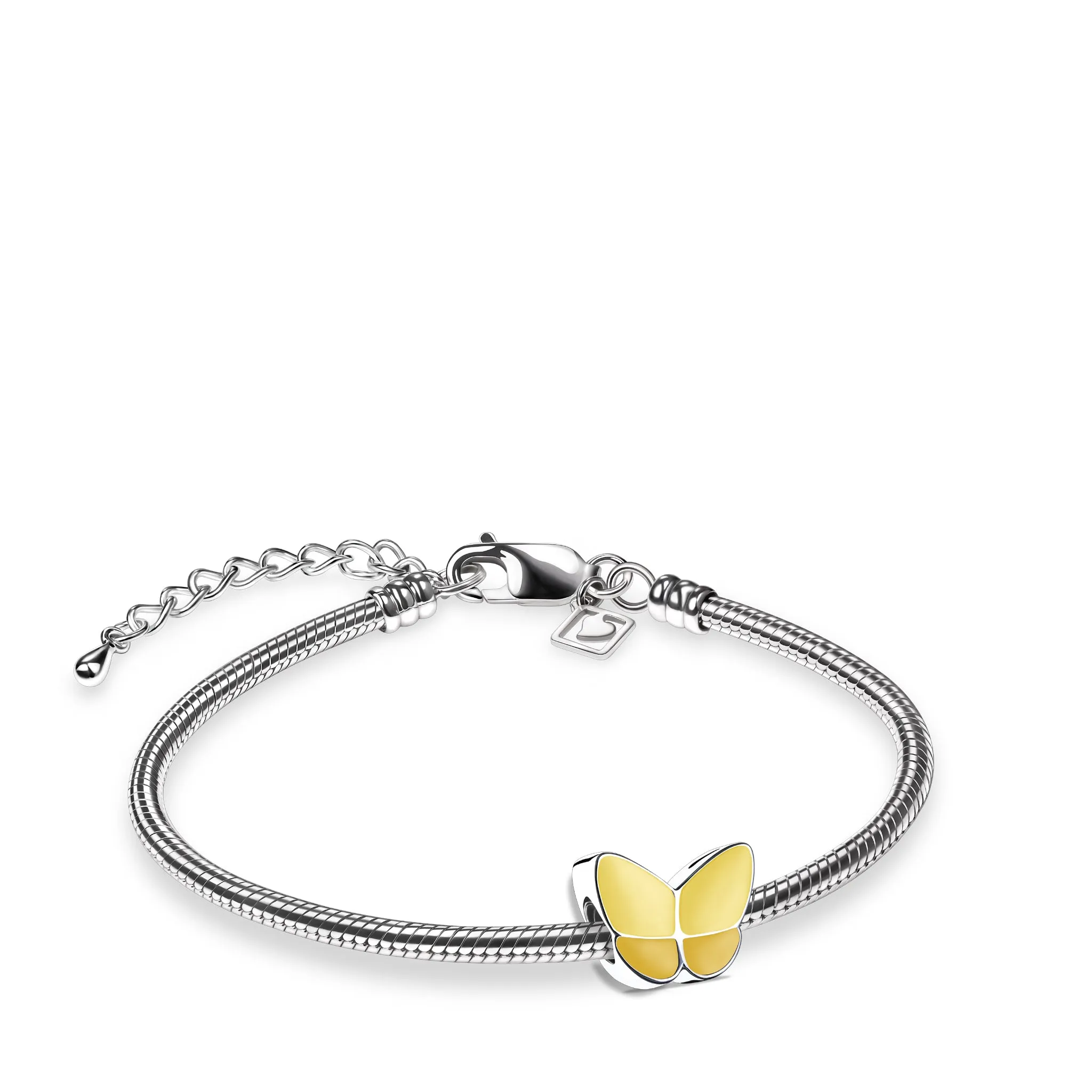 Bead: Wings Of Hope Yellow - Enamel Rhodium Plated - BD2093