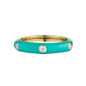 BEZEL SET DIAMOND TURQUOISE ENAMEL BAND