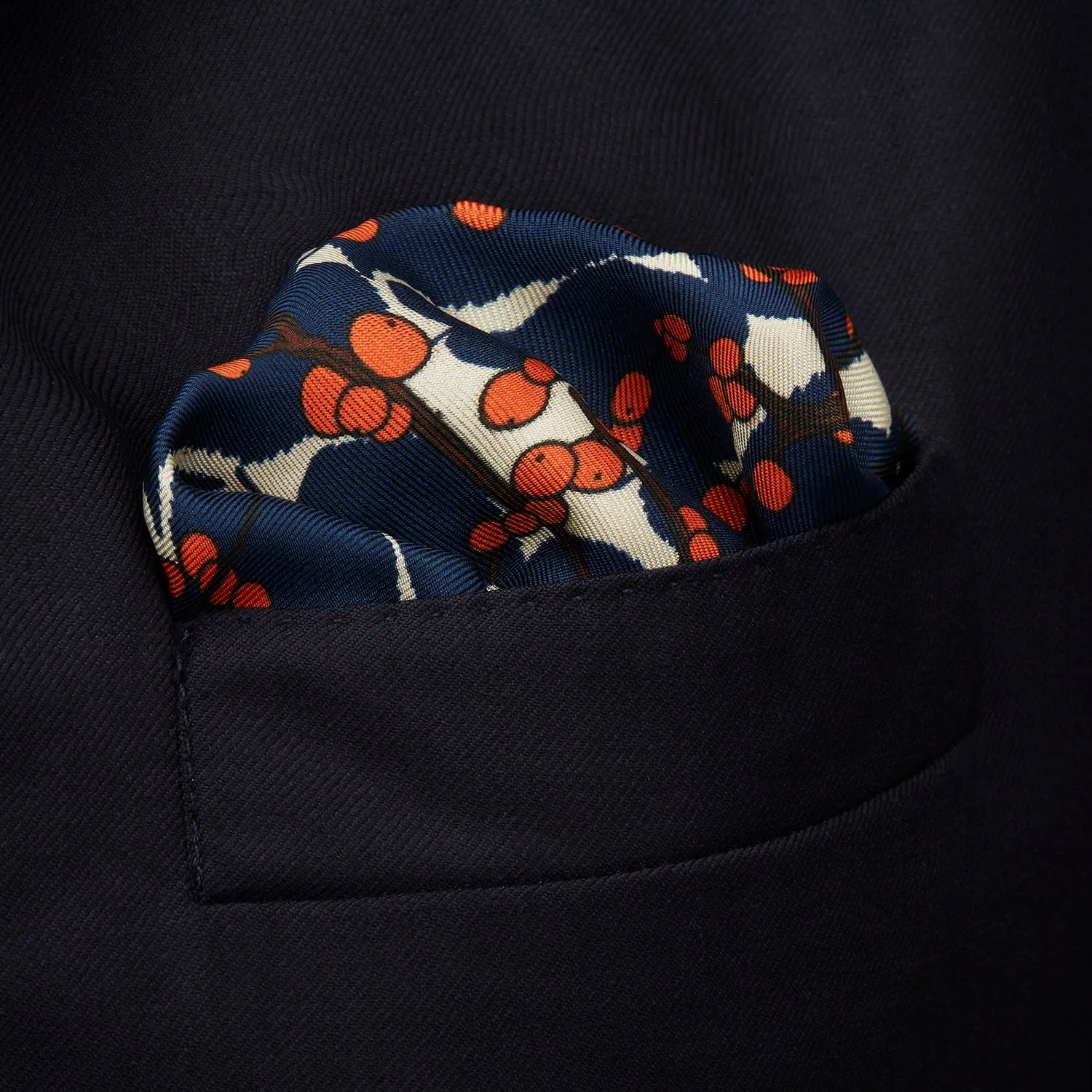 Blue Berry Floral Pocket Square