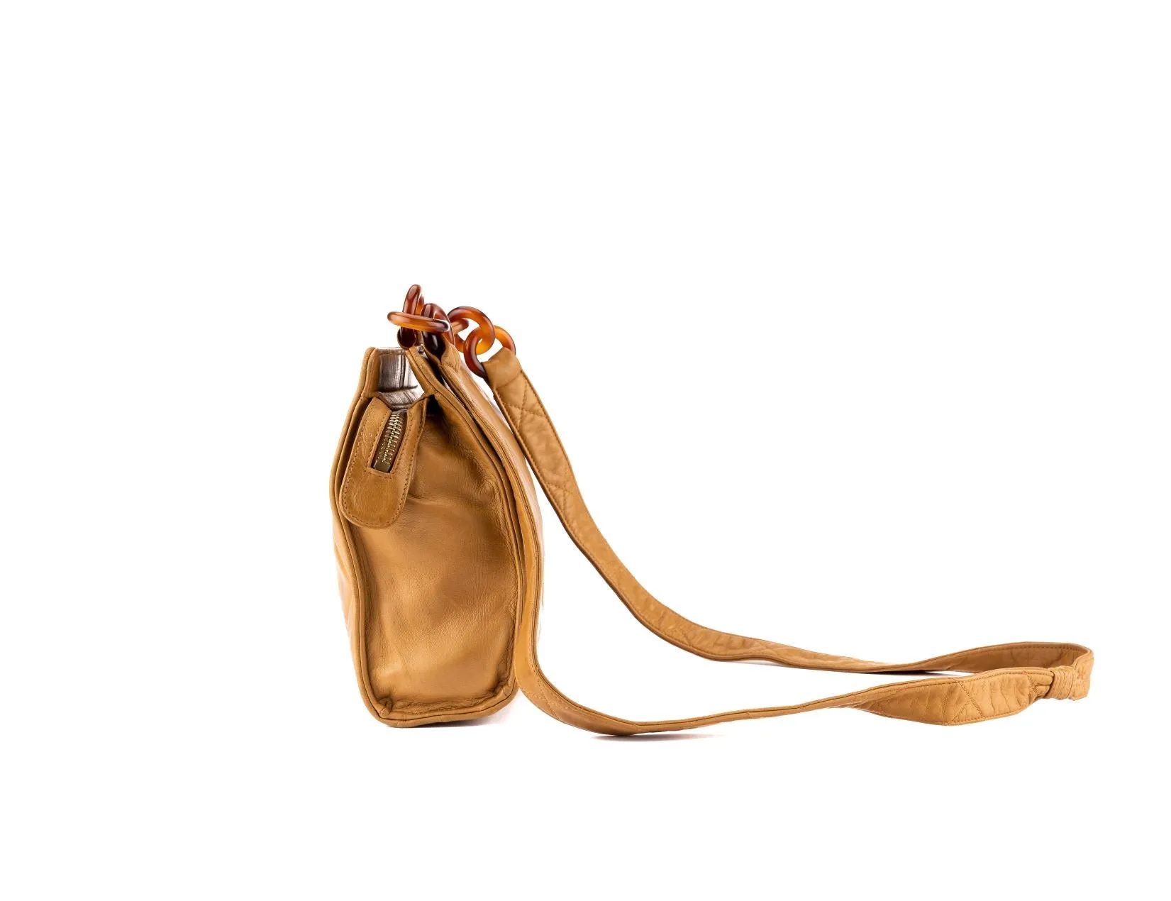 Brown Lamb Skin Matelasse Chain Shoulder Bag