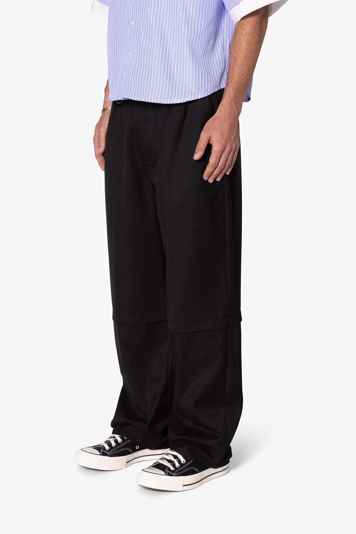 Brushed Twill Layered Pants - Black