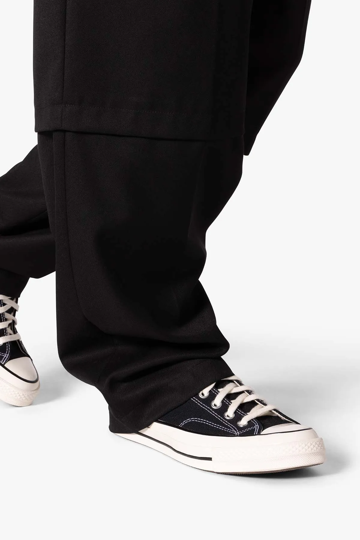 Brushed Twill Layered Pants - Black