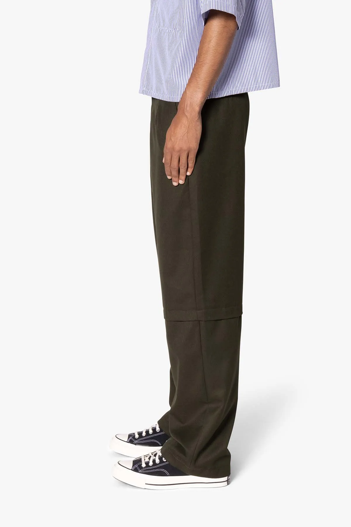 Brushed Twill Layered Pants - Olive