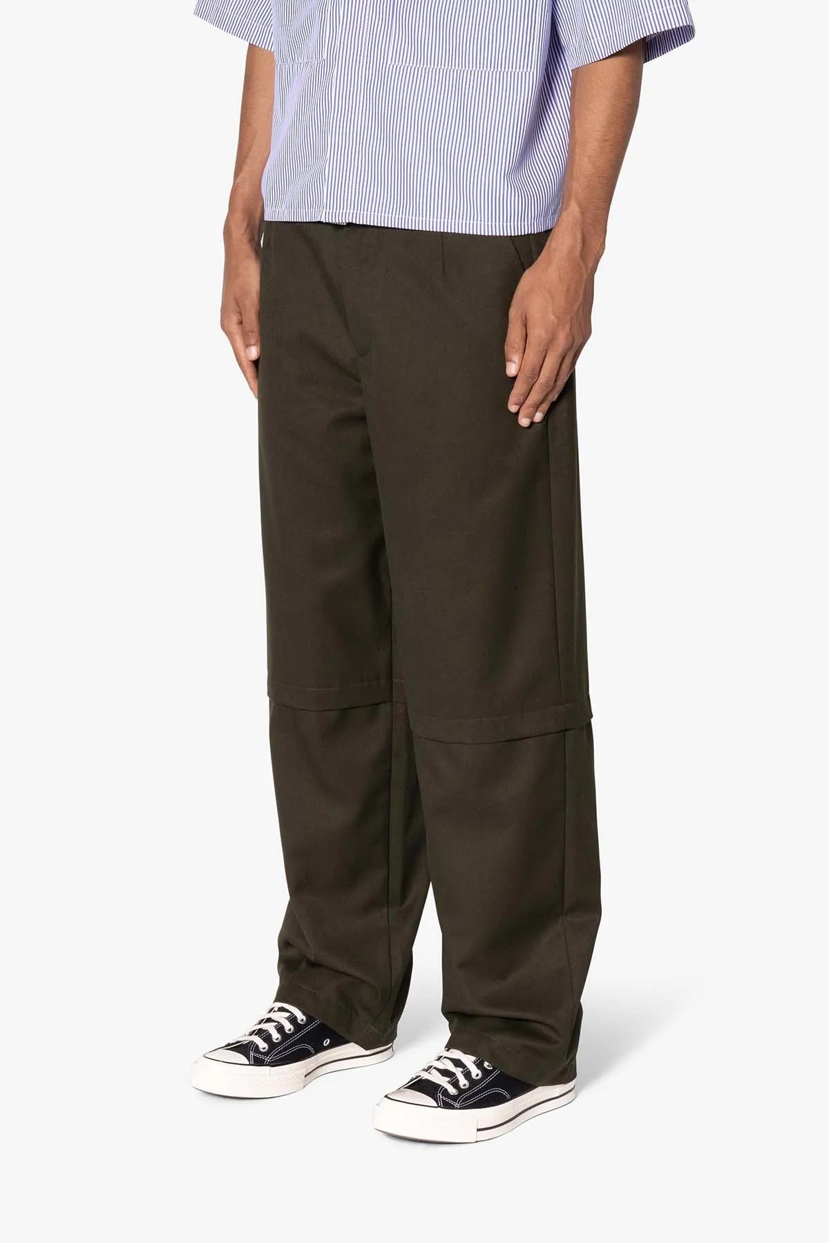 Brushed Twill Layered Pants - Olive