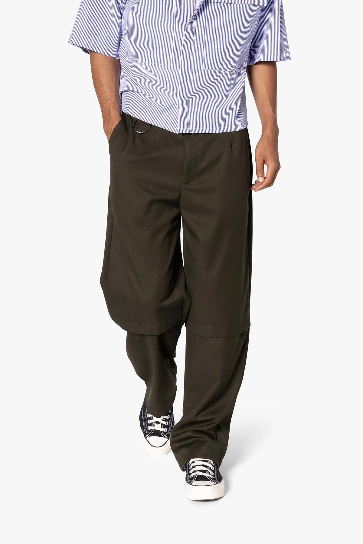 Brushed Twill Layered Pants - Olive