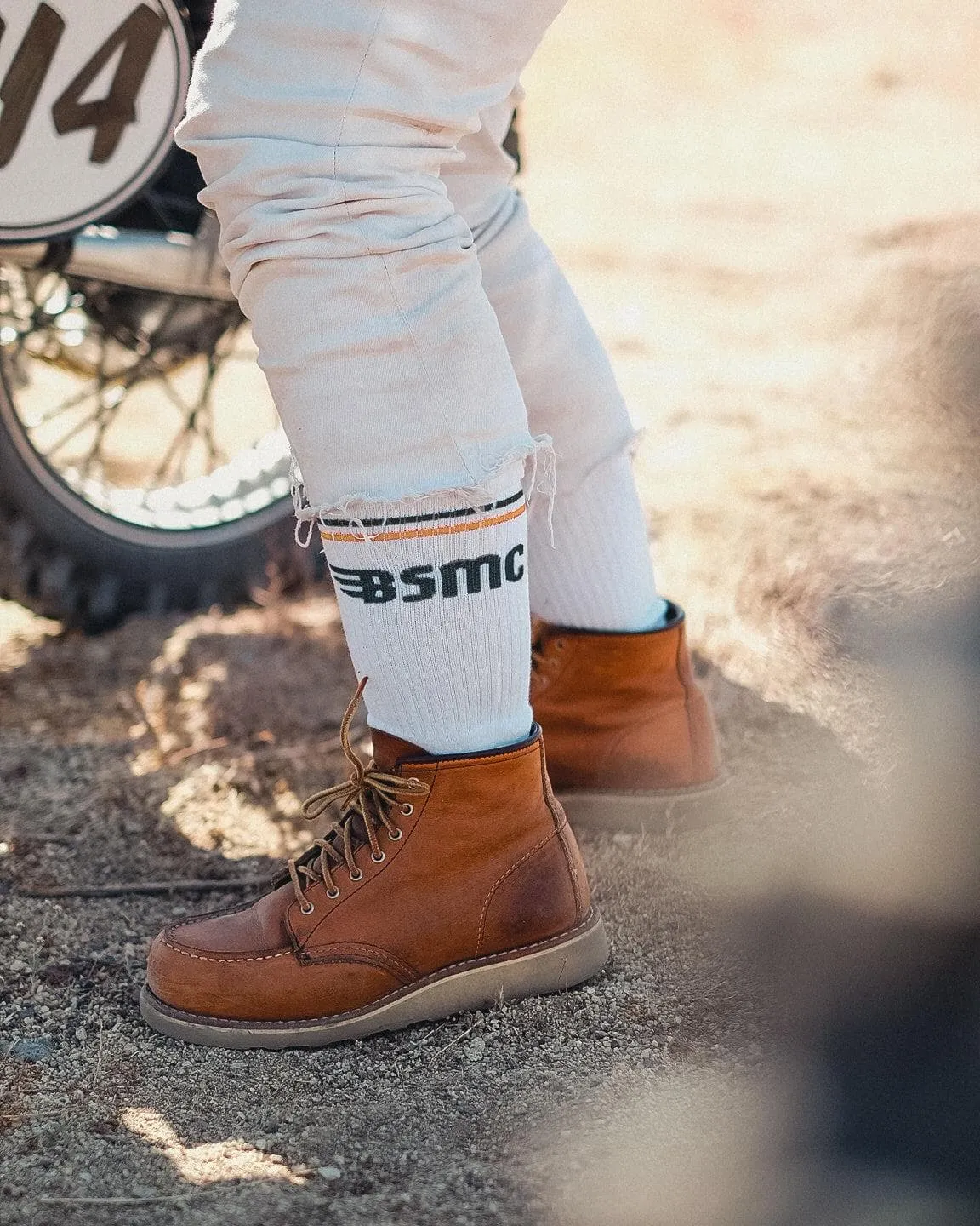 BSMC MX Socks - WHITE/ORANGE