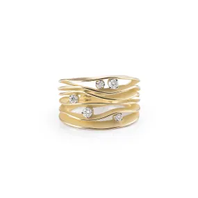 Cammilli Dune Ring 18ct Yellow Sunrise Gold with Diamonds