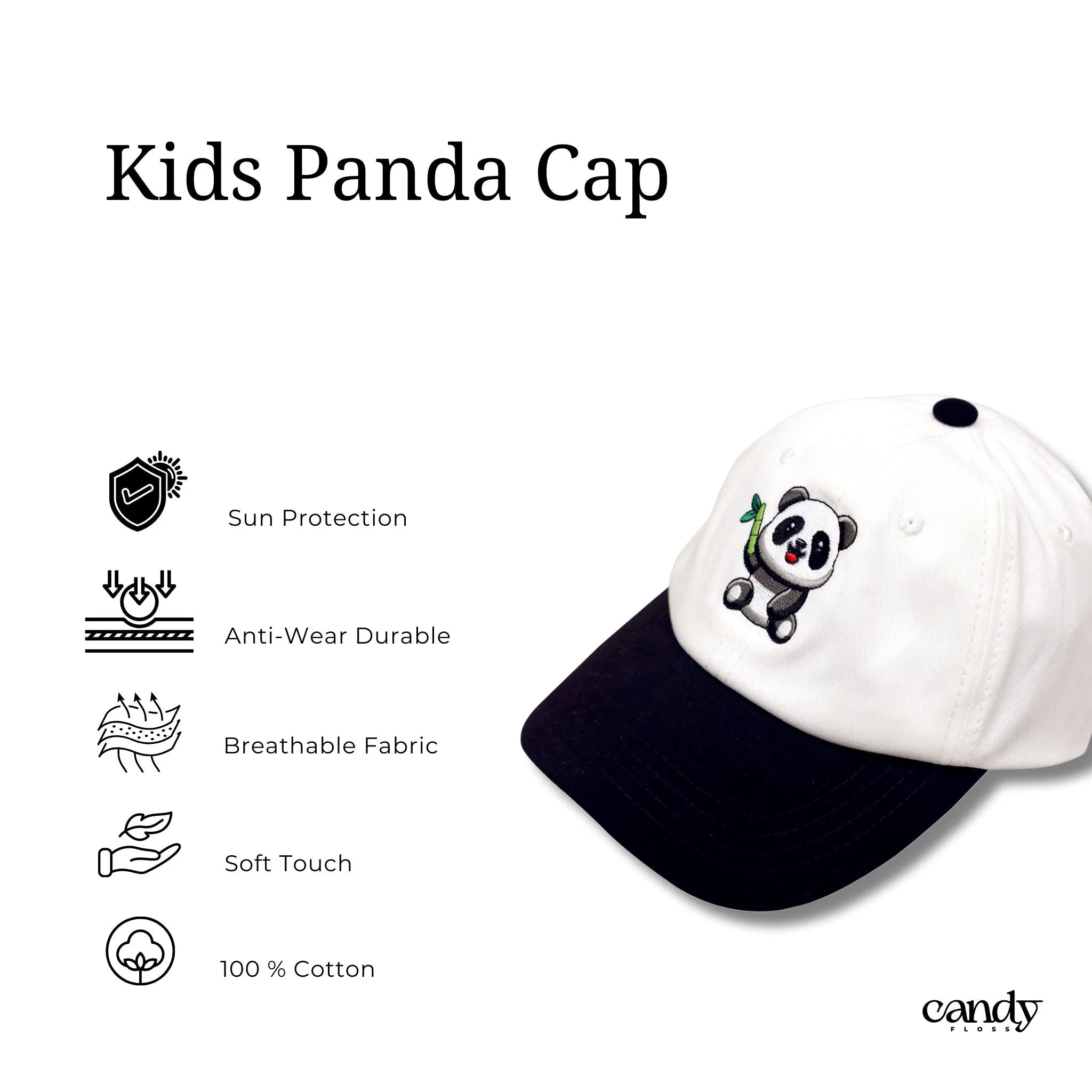 Candy Panda Baseball Cap - Black & White